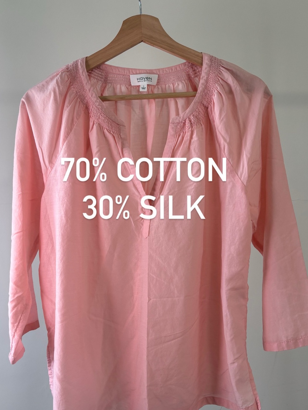 Haven Well Within Light Pink Tunic Blouse | Cotton & Silk